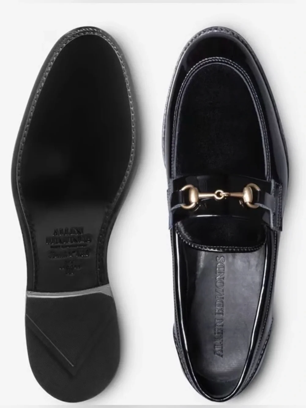 Allen Edmonds Black Leather and Suede Loafers with Gold-Tone Bit